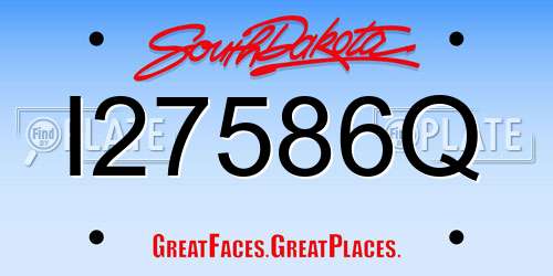 I27586Q South Dakota License Plate