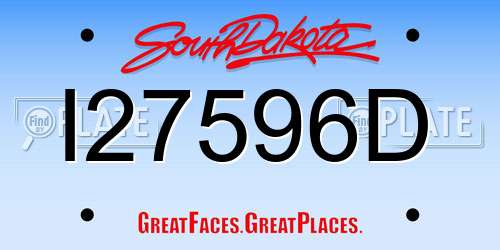 I27596D South Dakota License Plate