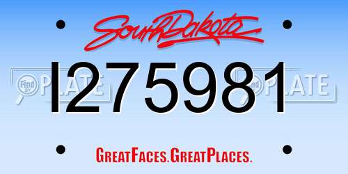 I275981 South Dakota License Plate