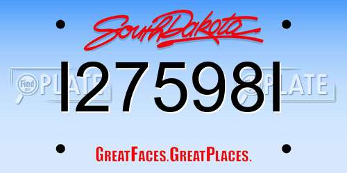 I27598I South Dakota License Plate