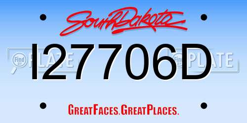 I27706D South Dakota License Plate
