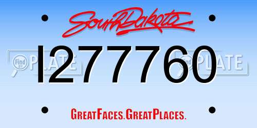 I277760 South Dakota License Plate