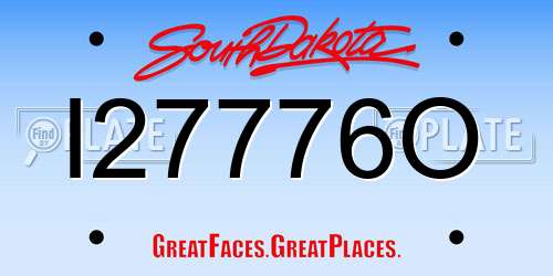 I27776O South Dakota License Plate