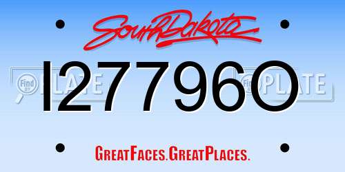 I27796O South Dakota License Plate
