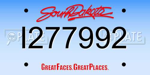I277992 South Dakota License Plate