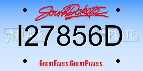I27856D South Dakota License Plate