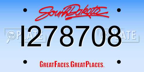 I278708 South Dakota License Plate