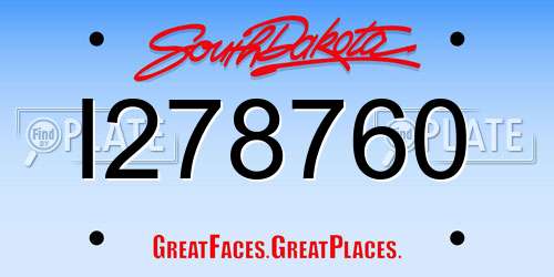 I278760 South Dakota License Plate