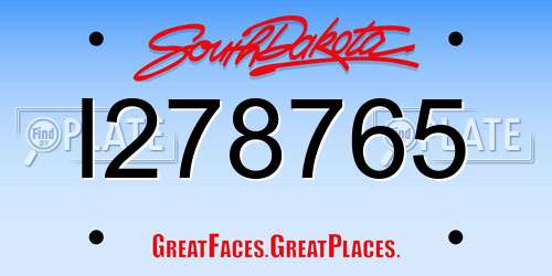 I278765 South Dakota License Plate