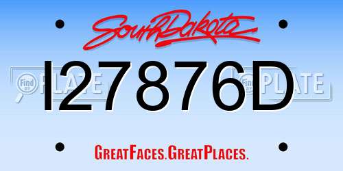 I27876D South Dakota License Plate