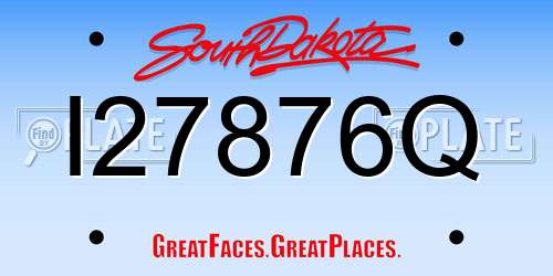 I27876Q South Dakota License Plate