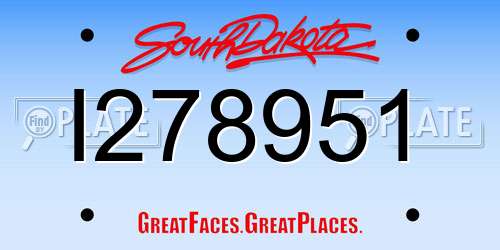 I278951 South Dakota License Plate