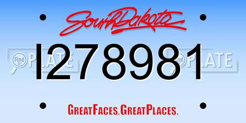 I278981 South Dakota License Plate