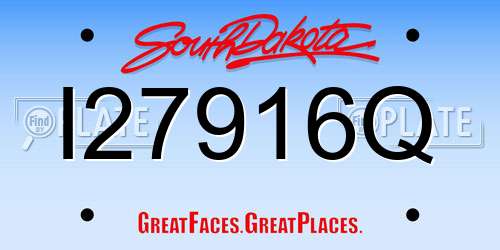 I27916Q South Dakota License Plate