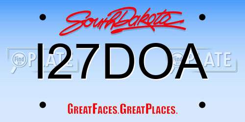 I27DOA South Dakota License Plate