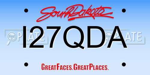 I27QDA South Dakota License Plate