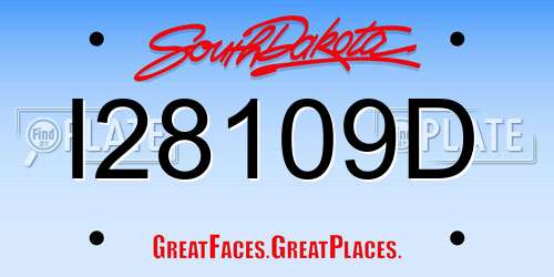 I28109D South Dakota License Plate