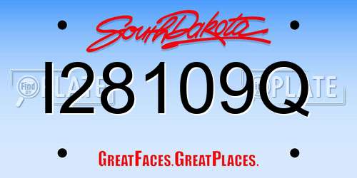 I28109Q South Dakota License Plate