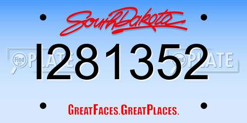I281352 South Dakota License Plate