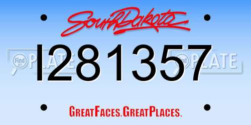 I281357 South Dakota License Plate