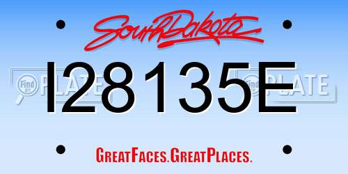I28135E South Dakota License Plate