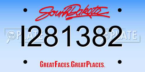 I281382 South Dakota License Plate