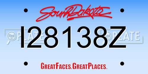 I28138Z South Dakota License Plate