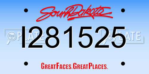 I281525 South Dakota License Plate