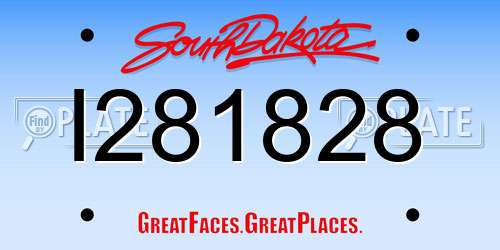 I281828 South Dakota License Plate
