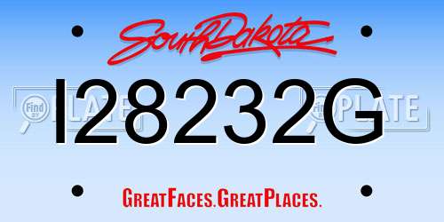 I28232G South Dakota License Plate