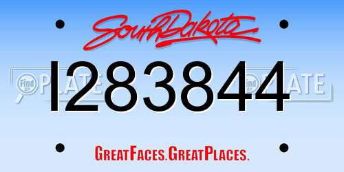 I283844 South Dakota License Plate