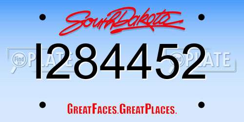 I284452 South Dakota License Plate