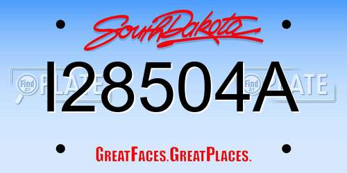 I28504A South Dakota License Plate