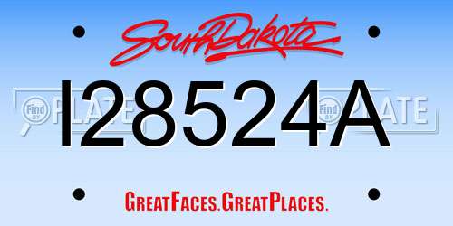 I28524A South Dakota License Plate