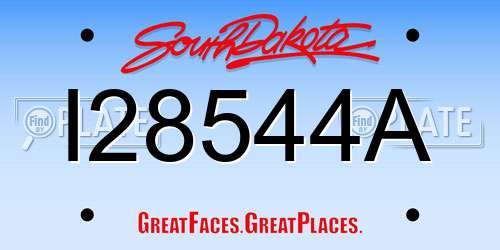 I28544A South Dakota License Plate