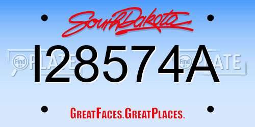 I28574A South Dakota License Plate
