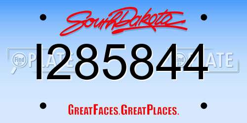 I285844 South Dakota License Plate