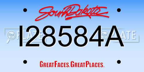 I28584A South Dakota License Plate