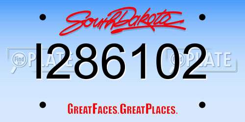 I286102 South Dakota License Plate
