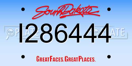 I286444 South Dakota License Plate