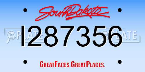 I287356 South Dakota License Plate