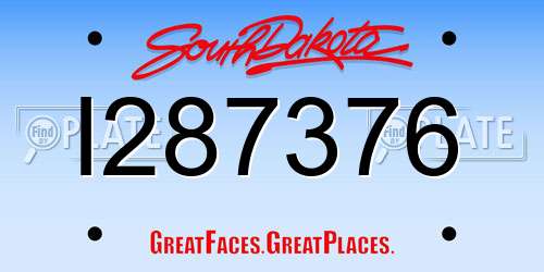 I287376 South Dakota License Plate