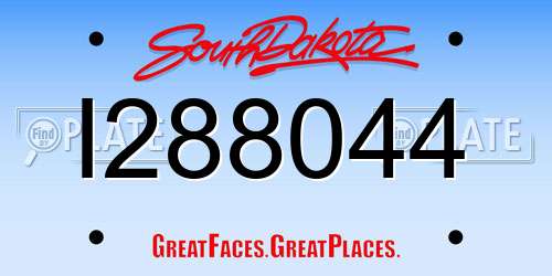 I288044 South Dakota License Plate