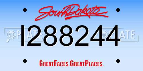 I288244 South Dakota License Plate