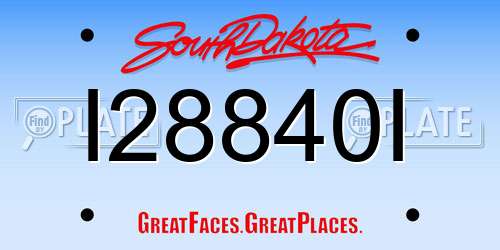 I28840I South Dakota License Plate