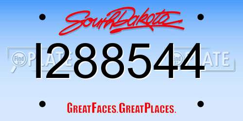 I288544 South Dakota License Plate