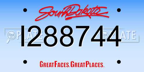 I288744 South Dakota License Plate