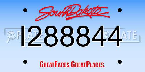 I288844 South Dakota License Plate