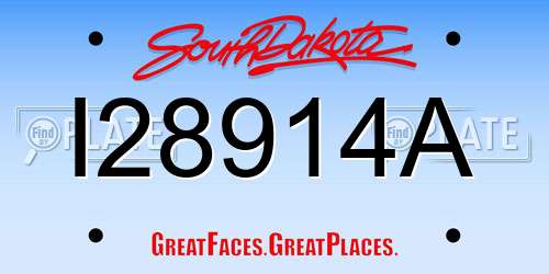 I28914A South Dakota License Plate