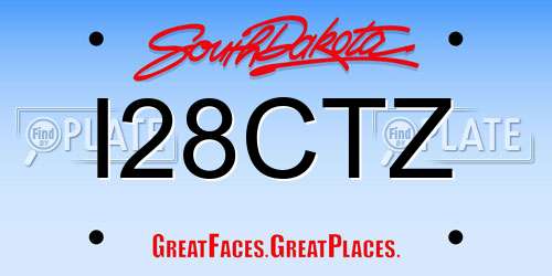 I28CTZ South Dakota License Plate